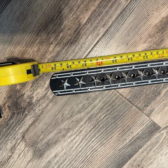Y2K Black Studded Belt with Silver Stars - Picture 3 of 5